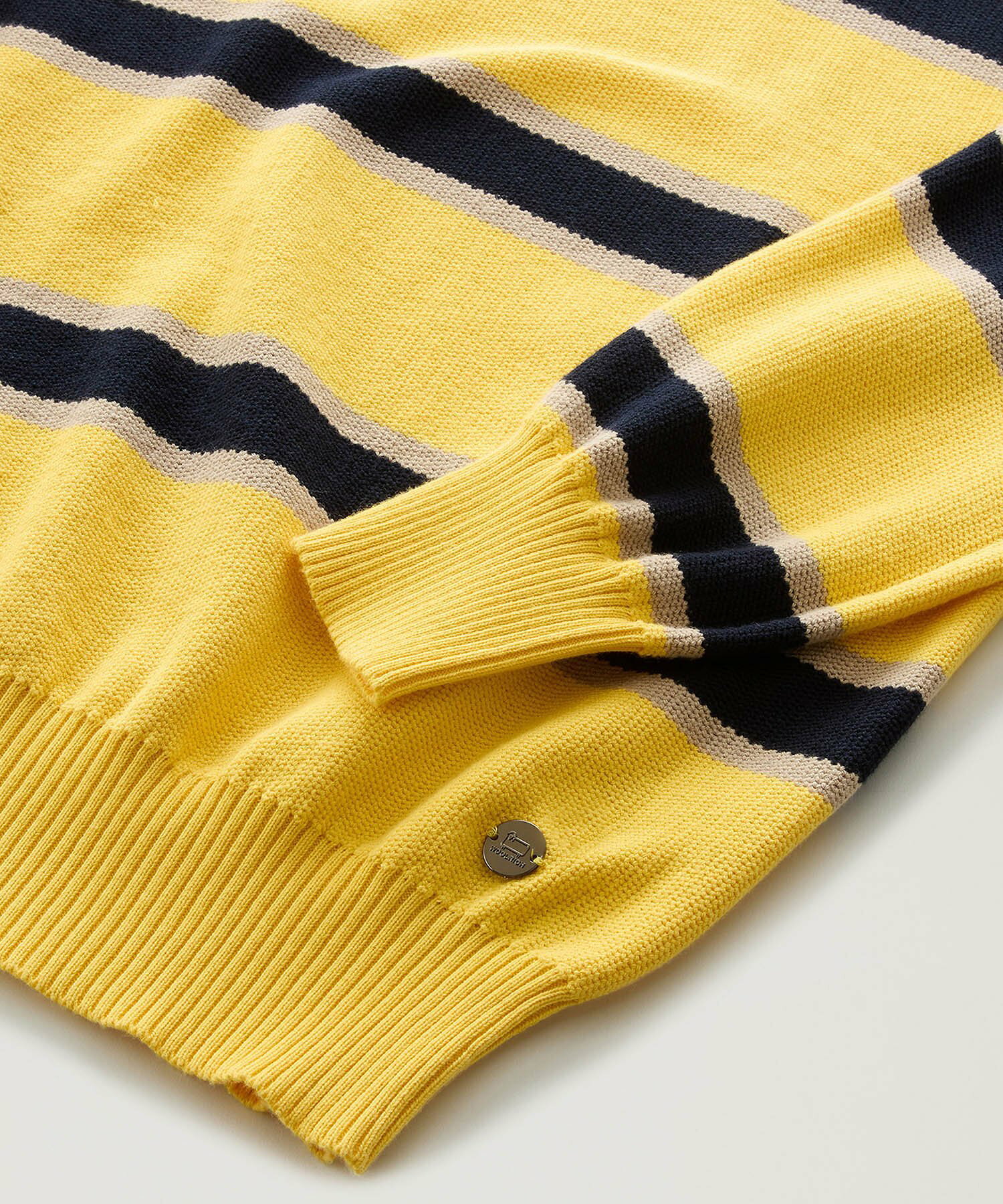 STRIPED KNITTED POLO SWEATER